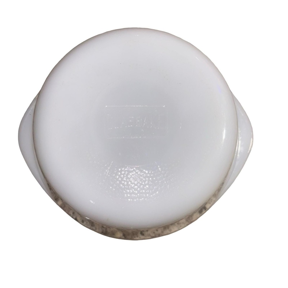 Vintage Glasbake Milk Glass Casserole Dish with Clear Glass Lid Round White - Picture 4 of 6